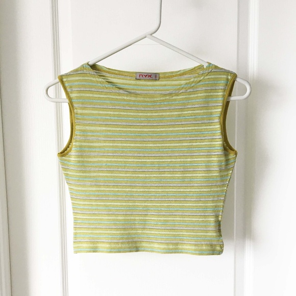N.Y.K. Multi-Color Stripe Sleeveless Crop Top - Picture 2 of 7
